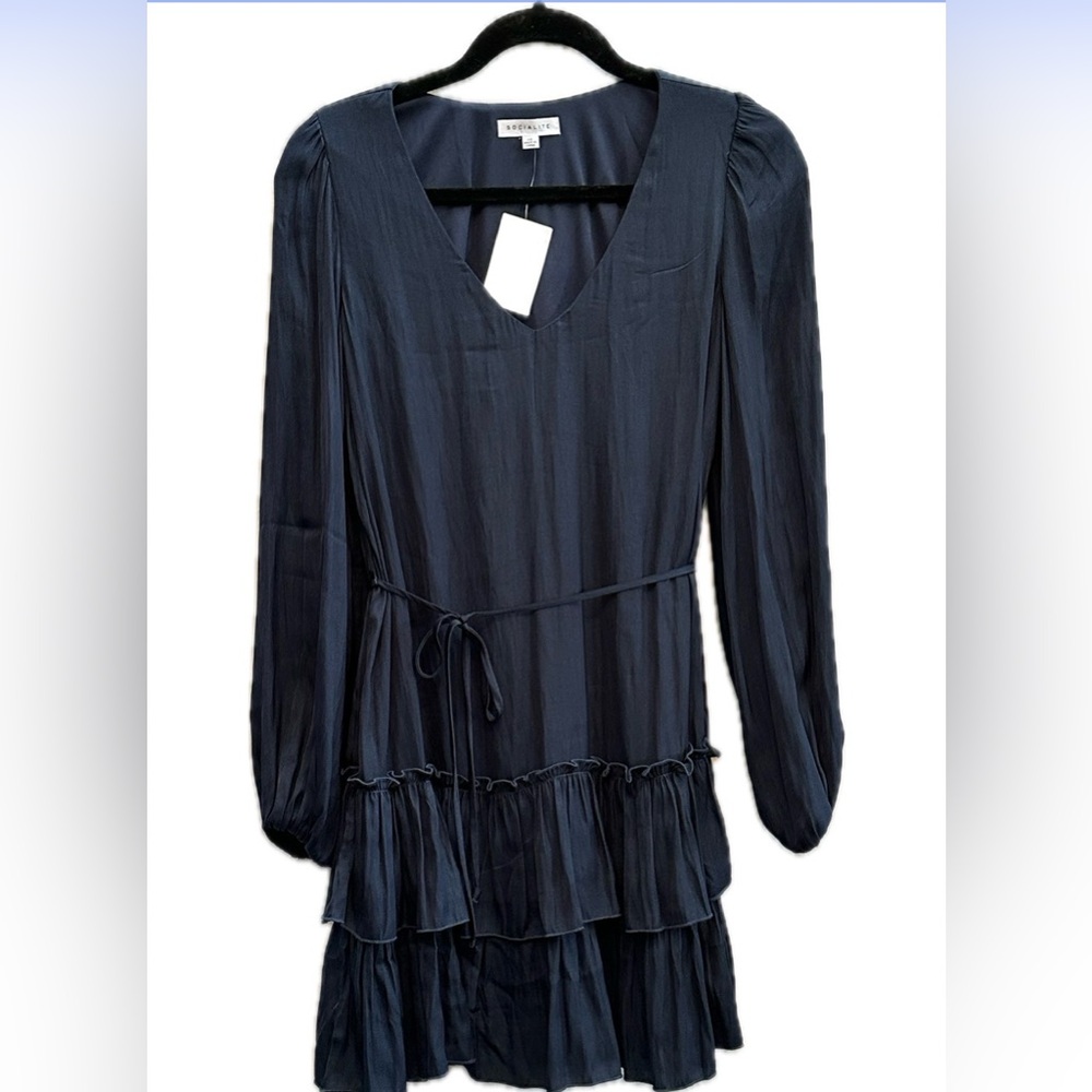 Socialite Midnight Blue Long Sleeve Dress XS NWT